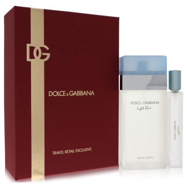 Light Blue by Dolce & Gabbana Gift Set -- 3.4 oz Eau De Toilette Spray + .33 oz EDT Spray Travel Exclusive for Women