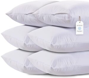 Zippered Style Pillow case Cover   Luxury Collection 200 Thread Count Soft Quiet Zippered Pillow Protectors Standard Size 6 Pack
