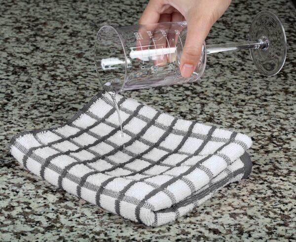 [8 Pack] Premium Dish Towels for Kitchen with Hanging Loop   Heavy Duty Absorbent 100% Cotton 410 GSM Terry Kitchen Towels 16x26 (Grey) - Image 4