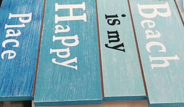 The Beach Is My Happy Place Beach Sign   Beach Themed Decor For Home And Bathroom Nautical Wall Decor Wooden Sea Ocean Plaques - Image 2