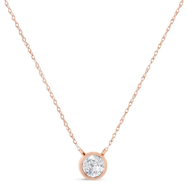.925 Sterling Silver Round-Cut Diamond Bezel 18" Pendant Necklace (J-K Color, I1-I2 Clarity) - Image 5