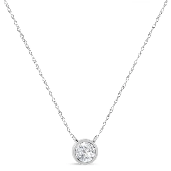 .925 Sterling Silver Round-Cut Diamond Bezel 18" Pendant Necklace (J-K Color, I1-I2 Clarity) - Image 6