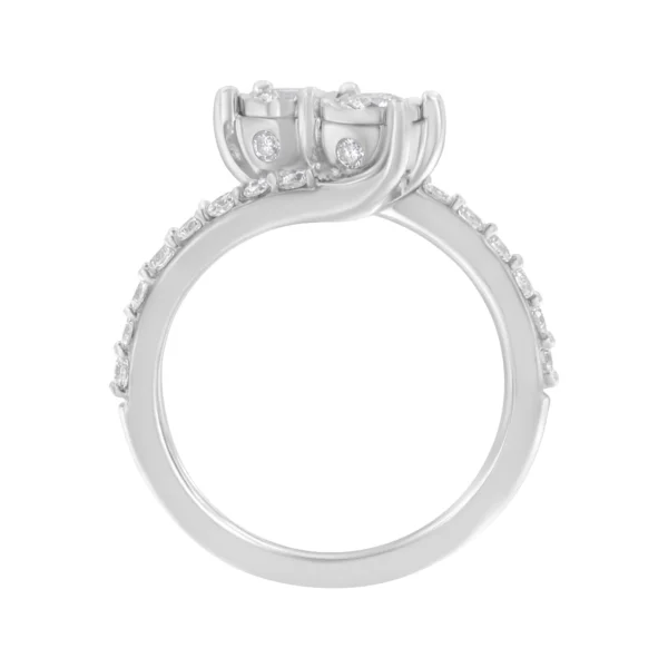 10K White Gold Two-Stone Miracle-Set Diamond Bypass Ring (1 Cttw, H-I Color, I1-I2 Clarity) - Image 4