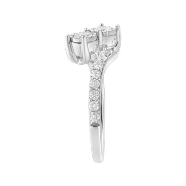 10K White Gold Two-Stone Miracle-Set Diamond Bypass Ring (1 Cttw, H-I Color, I1-I2 Clarity) - Image 5