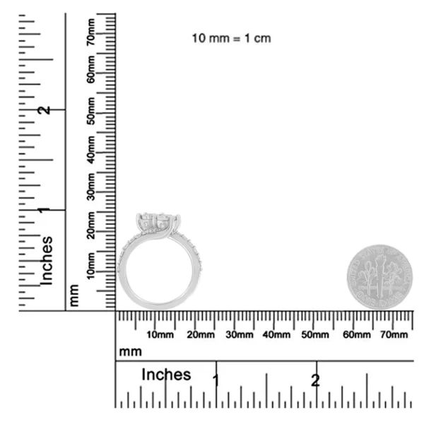 10K White Gold Two-Stone Miracle-Set Diamond Bypass Ring (1 Cttw, H-I Color, I1-I2 Clarity) - Image 7