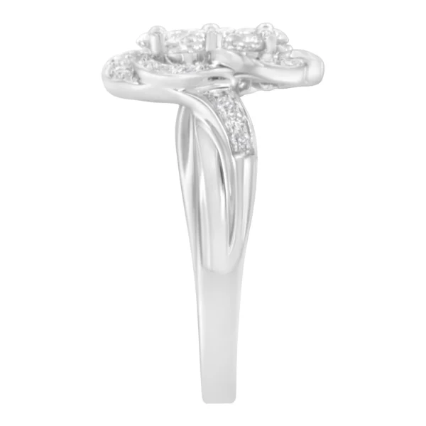 14K White Gold Floral Cluster Diamond Ring (1 Cttw, H-I Color, SI2-I1 Clarity) - Image 5