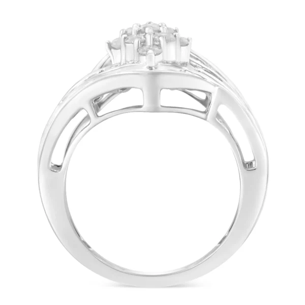 10K White Gold Diamond Bypass Cluster Ring (1 Cttw, I-J Color, I2-I3 Clarity) - Image 2