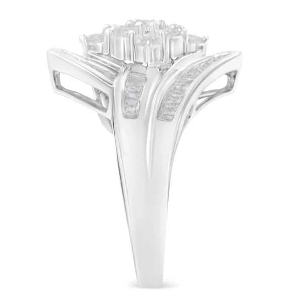 10K White Gold Diamond Bypass Cluster Ring (1 Cttw, I-J Color, I2-I3 Clarity) - Image 5