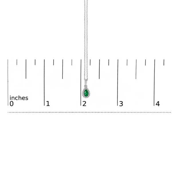 10K White Gold 5x3mm Gemstone and Diamond Accent Halo Pear Shape 18" Pendant Necklace (I-J Color, I1-I2 Clarity) - Image 17