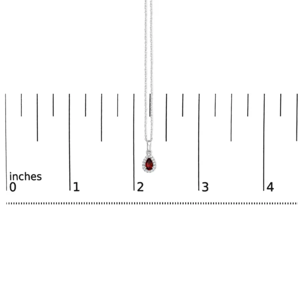 10K White Gold 5x3mm Gemstone and Diamond Accent Halo Pear Shape 18" Pendant Necklace (I-J Color, I1-I2 Clarity) - Image 18