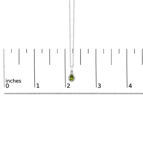 10K White Gold 5x3mm Gemstone and Diamond Accent Halo Pear Shape 18" Pendant Necklace (I-J Color, I1-I2 Clarity) - Image 19