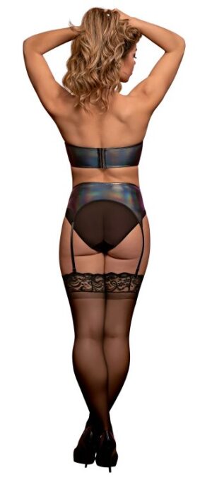 Oil Slick Halter Bra Garter & Panty Set