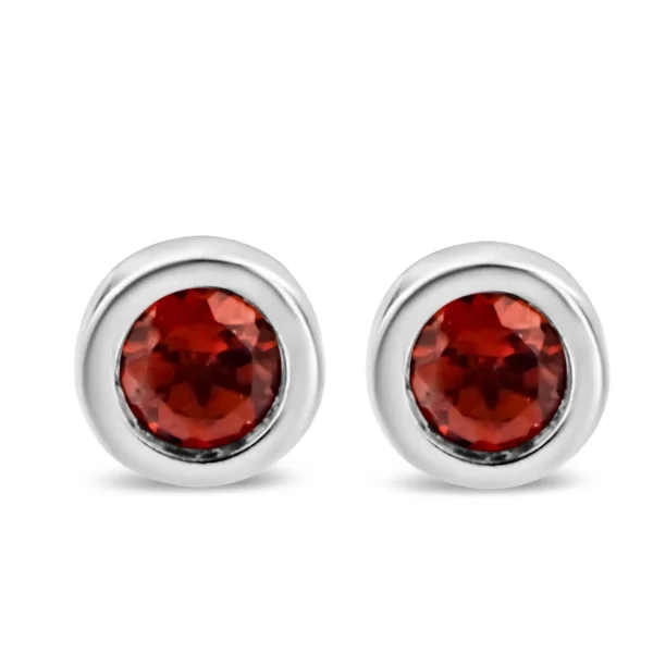 .925 Sterling Silver Bezel Set 3.5mm Created Gemstone Solitaire Stud Earrings - Image 4