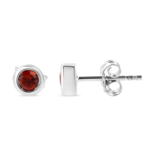 .925 Sterling Silver Bezel Set 3.5mm Created Gemstone Solitaire Stud Earrings - Image 8