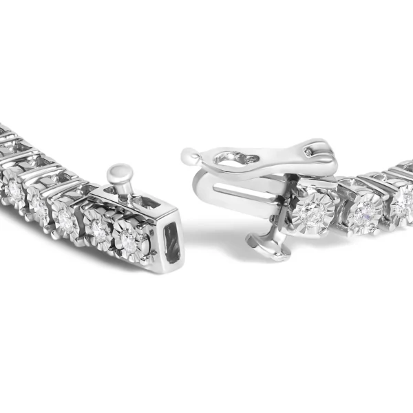 .925 Sterling Silver Lab Grown Diamond Illusion-Set Miracle Plate Tennis Bracelet - 7.25" Inches - Image 2