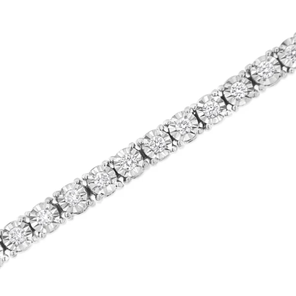 .925 Sterling Silver Lab Grown Diamond Illusion-Set Miracle Plate Tennis Bracelet - 7.25" Inches - Image 4