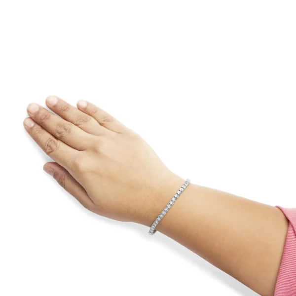 .925 Sterling Silver Lab Grown Diamond Illusion-Set Miracle Plate Tennis Bracelet - 7.25" Inches - Image 5