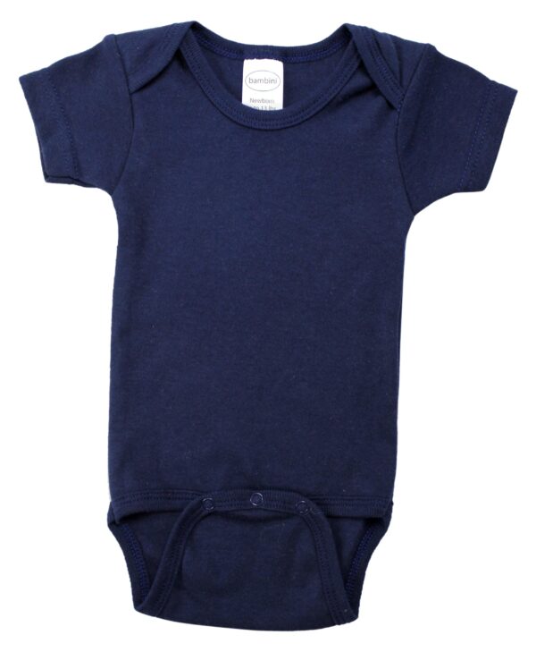 Navy Interlock Short Sleeve Bodysuit Onezies 0010b.navy.nb