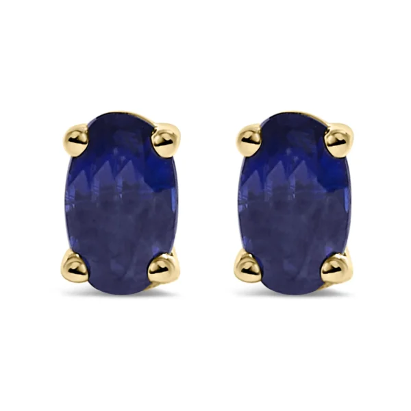 14K Gold Oval Cut Gemstone Birthstone 5x3 mm Stud Earrings - Image 4
