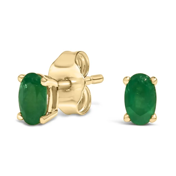 14K Gold Oval Cut Gemstone Birthstone 5x3 mm Stud Earrings - Image 5