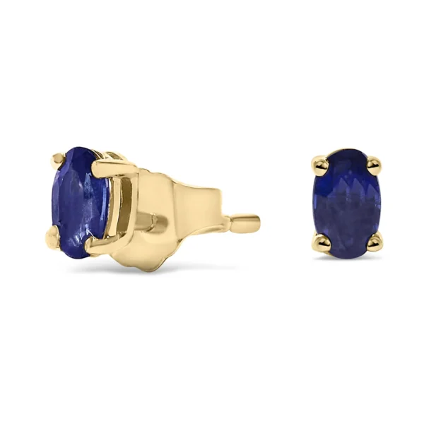 14K Gold Oval Cut Gemstone Birthstone 5x3 mm Stud Earrings - Image 8