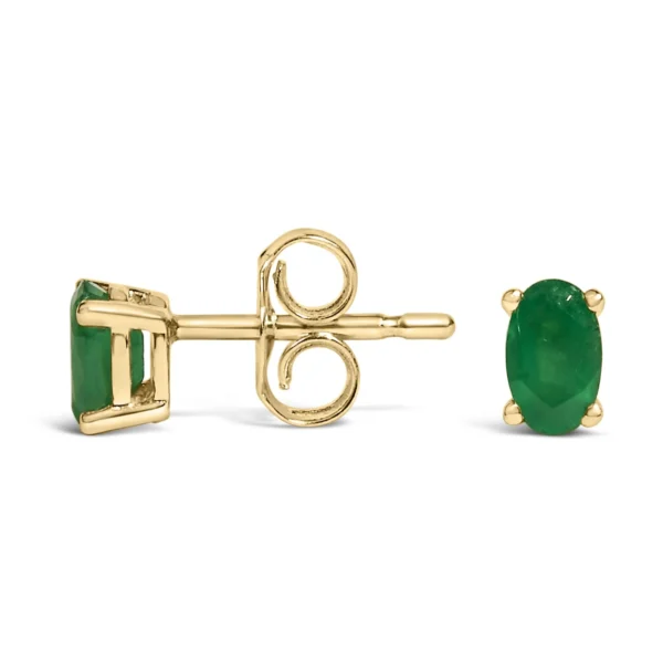 14K Gold Oval Cut Gemstone Birthstone 5x3 mm Stud Earrings - Image 9