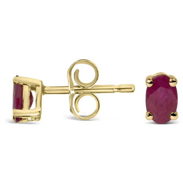 14K Gold Oval Cut Gemstone Birthstone 5x3 mm Stud Earrings - Image 11