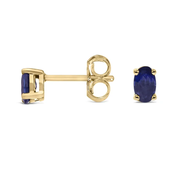 14K Gold Oval Cut Gemstone Birthstone 5x3 mm Stud Earrings - Image 12