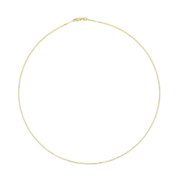Unisex Solid 14K Gold 0.75mm Classic Box Chain Necklace - Image 3