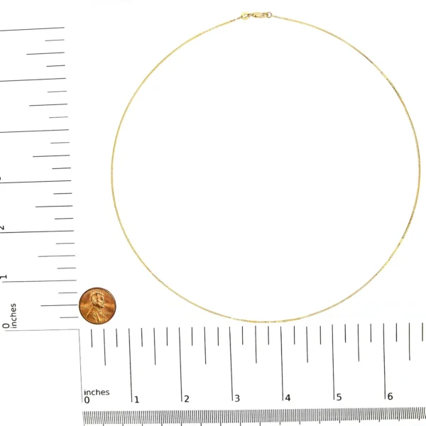 Unisex Solid 14K Gold 0.75mm Classic Box Chain Necklace - Image 8