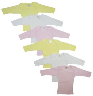 Girls Pastel Variety Long Sleeve Lap T-shirts  6 Pack Cs_052s_052s