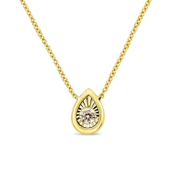 10K Yellow Gold Plated .925 Sterling Silver 1/10 Cttw Miracle Set Round Diamond 18" Pendant Necklace - Choice of Shapes - Image 5