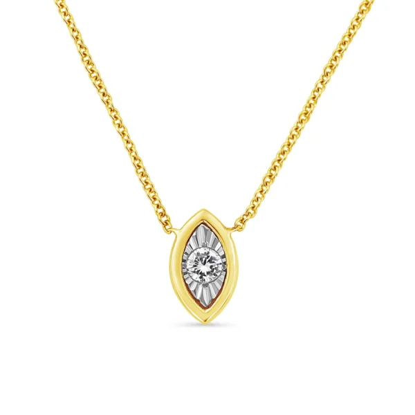 10K Yellow Gold Plated .925 Sterling Silver 1/10 Cttw Miracle Set Round Diamond 18" Pendant Necklace - Choice of Shapes - Image 7