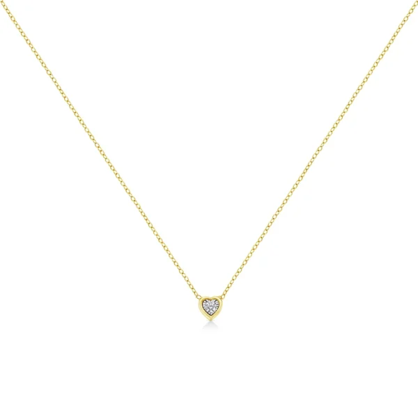 10K Yellow Gold Plated .925 Sterling Silver 1/10 Cttw Miracle Set Round Diamond 18" Pendant Necklace - Choice of Shapes - Image 9