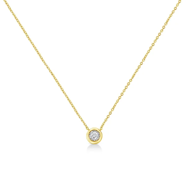 10K Yellow Gold Plated .925 Sterling Silver 1/10 Cttw Miracle Set Round Diamond 18" Pendant Necklace - Choice of Shapes - Image 10
