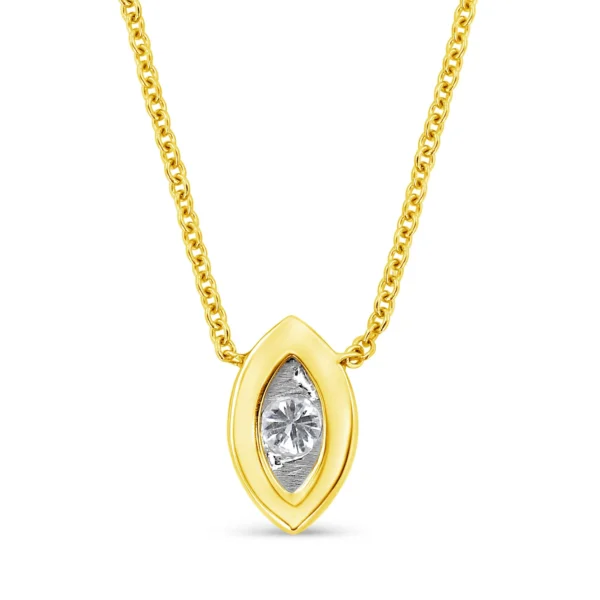 10K Yellow Gold Plated .925 Sterling Silver 1/10 Cttw Miracle Set Round Diamond 18" Pendant Necklace - Choice of Shapes - Image 14
