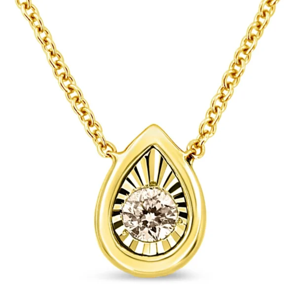 10K Yellow Gold Plated .925 Sterling Silver 1/10 Cttw Miracle Set Round Diamond 18" Pendant Necklace - Choice of Shapes - Image 16