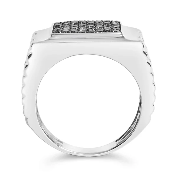 .925 Sterling Silver 1 1/4 Cttw Treated Black Diamond Cluster Men's Band Ring (Black Color, I2-I3 Clarity) - Image 5