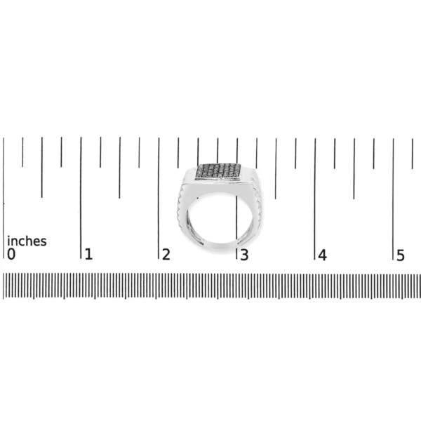 .925 Sterling Silver 1 1/4 Cttw Treated Black Diamond Cluster Men's Band Ring (Black Color, I2-I3 Clarity) - Image 7