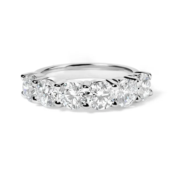 14K White Gold 3.0 Cttw Lab-Grown Diamond Shared Prong Set 6 Stone Band Ring (G-H Color, VS2-SI1 Clarity) - Image 2