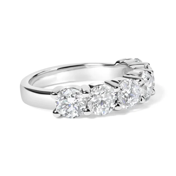 14K White Gold 3.0 Cttw Lab-Grown Diamond Shared Prong Set 6 Stone Band Ring (G-H Color, VS2-SI1 Clarity) - Image 3