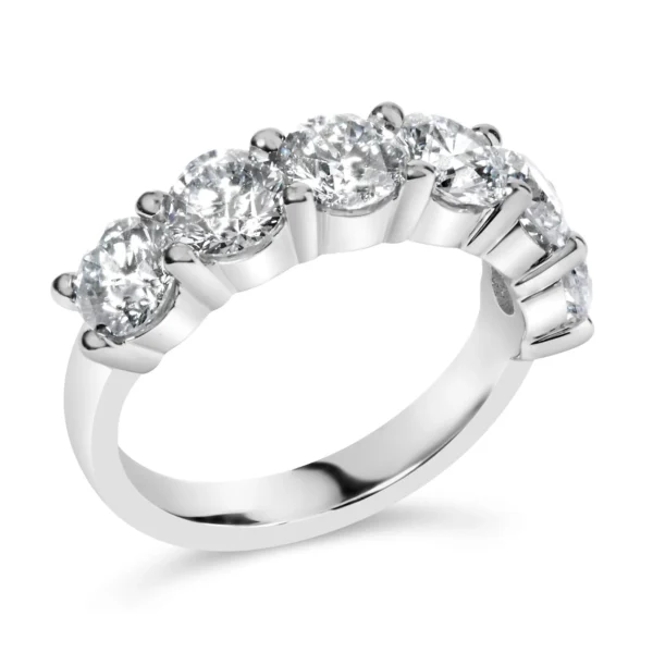 14K White Gold 3.0 Cttw Lab-Grown Diamond Shared Prong Set 6 Stone Band Ring (G-H Color, VS2-SI1 Clarity) - Image 4