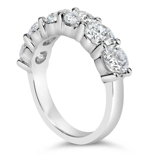 14K White Gold 3.0 Cttw Lab-Grown Diamond Shared Prong Set 6 Stone Band Ring (G-H Color, VS2-SI1 Clarity) - Image 5