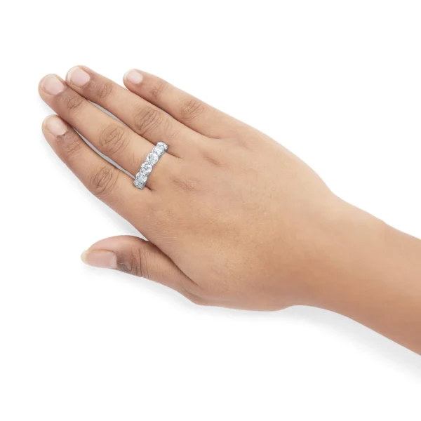 14K White Gold 3.0 Cttw Lab-Grown Diamond Shared Prong Set 6 Stone Band Ring (G-H Color, VS2-SI1 Clarity) - Image 7