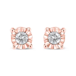 .925 Sterling Silver 1/10 Cttw Round Brilliant-Cut Diamond Miracle-Set Stud Earrings