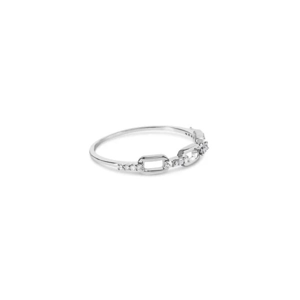 .925 Sterling Silver Diamond Accent Paperclip Band Ring (I-J Color, I2-I3 Clarity) - Image 2