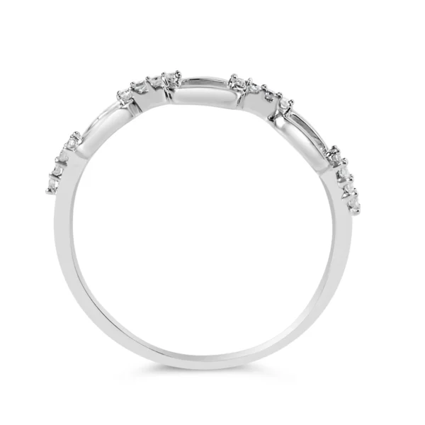.925 Sterling Silver Diamond Accent Paperclip Band Ring (I-J Color, I2-I3 Clarity) - Image 5