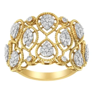 14K Yellow Gold Diamond Art Deco Ring (1/2 Cttw, H-I Color, I1 Clarity)