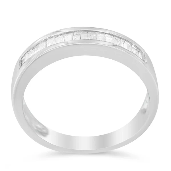 .925 Sterling Silver 1/3 Cttw Baguette Cut Diamond Channel Set Stackable Wedding Ring (H-I Color, I1-I2 Clarity) - Image 2