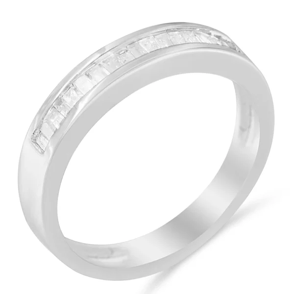 .925 Sterling Silver 1/3 Cttw Baguette Cut Diamond Channel Set Stackable Wedding Ring (H-I Color, I1-I2 Clarity) - Image 4